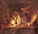 Still Life with Fruit, a Glass of Wine and a Bronze Vessel on a Ledge by Blaise Alexandre Desgoffe